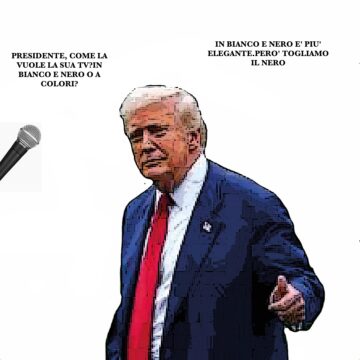 TRUMP, TV PRIVATA, BIANCO E NERO ELEGANTE, NO NERO